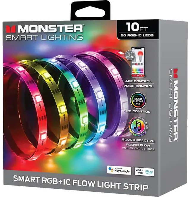 Main image of Monster MLW71010ICM 10 Ft. Sound Reactive Color Flow Indoor LED Razer Chroma Smart Light Strip