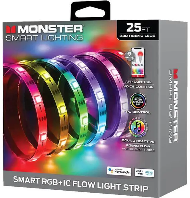 Main image of Monster MLW71025ICM 25 Ft. Sound Reactive Color Flow Indoor LED Razer Chroma Smart Light Strip