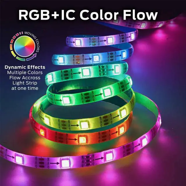Alt view image 3 of 6 - Monster MLW71025ICM 25 Ft. Sound Reactive Color Flow Indoor LED Razer Chroma Smart Light Strip