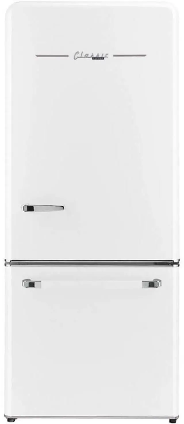 Main image of UNIQUE UGP510LWAC 17.7 Cu. Ft. Marshmallow White Classic Retro Counter-Depth Bottom Freezer Refrigerator