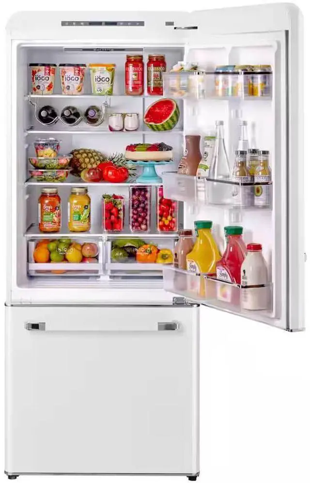 Alt view image 2 of 6 - UNIQUE UGP510LWAC 17.7 Cu. Ft. Marshmallow White Classic Retro Counter-Depth Bottom Freezer Refrigerator