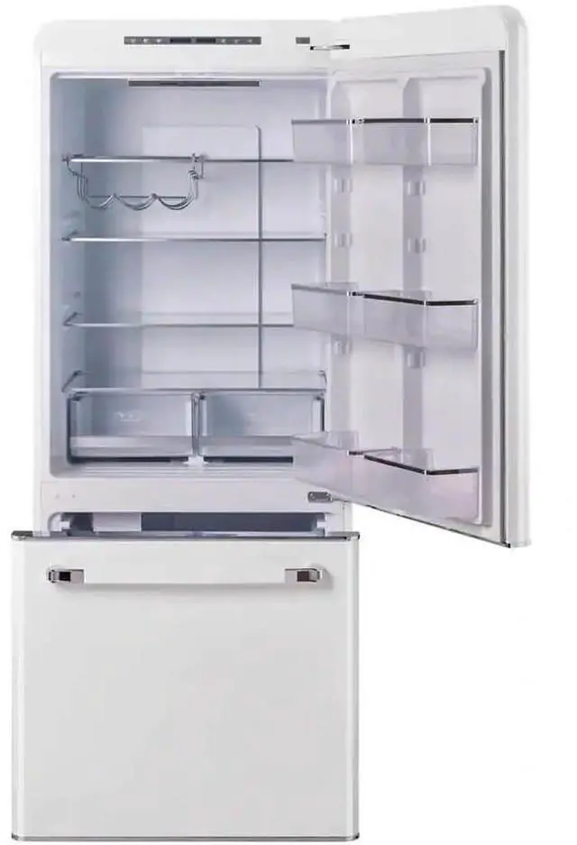 Alt view image 3 of 6 - UNIQUE UGP510LWAC 17.7 Cu. Ft. Marshmallow White Classic Retro Counter-Depth Bottom Freezer Refrigerator