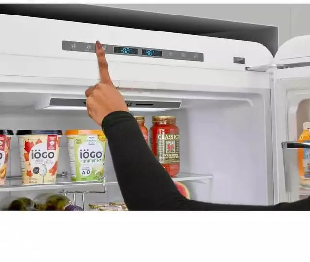 Alt view image 5 of 6 - UNIQUE UGP510LWAC 17.7 Cu. Ft. Marshmallow White Classic Retro Counter-Depth Bottom Freezer Refrigerator
