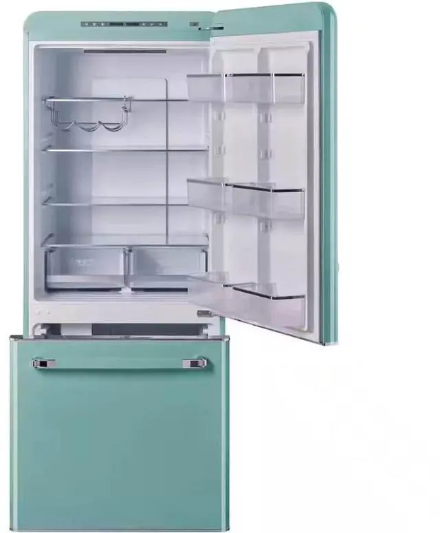 Alt view image 3 of 6 - UNIQUE UGP510LTAC 17.7 Cu. Ft. Ocean Mist Turquoise Classic Retro Counter-Depth Bottom Freezer Refrigerator