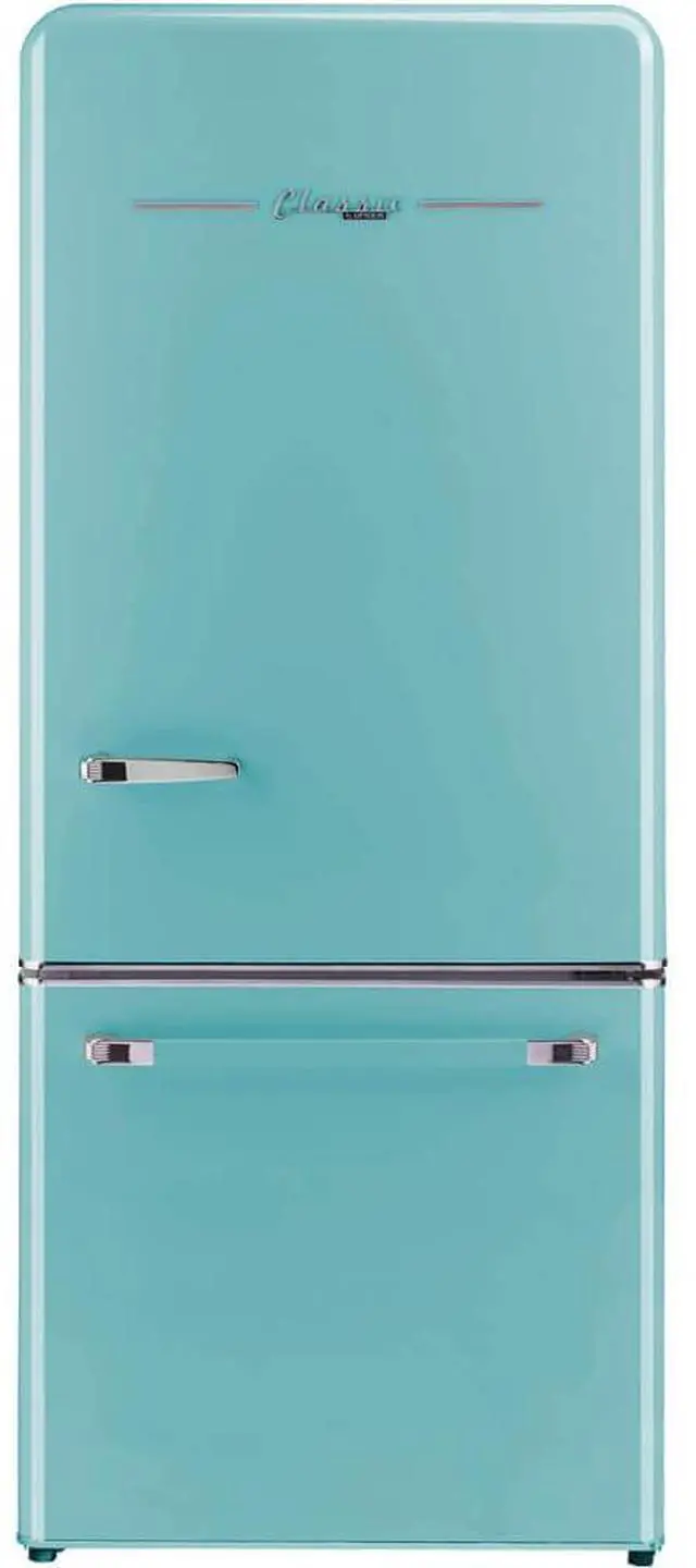 Main image of UNIQUE UGP510LTAC 17.7 Cu. Ft. Ocean Mist Turquoise Classic Retro Counter-Depth Bottom Freezer Refrigerator