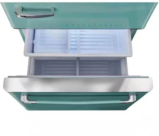 Alt view image 4 of 6 - UNIQUE UGP510LTAC 17.7 Cu. Ft. Ocean Mist Turquoise Classic Retro Counter-Depth Bottom Freezer Refrigerator