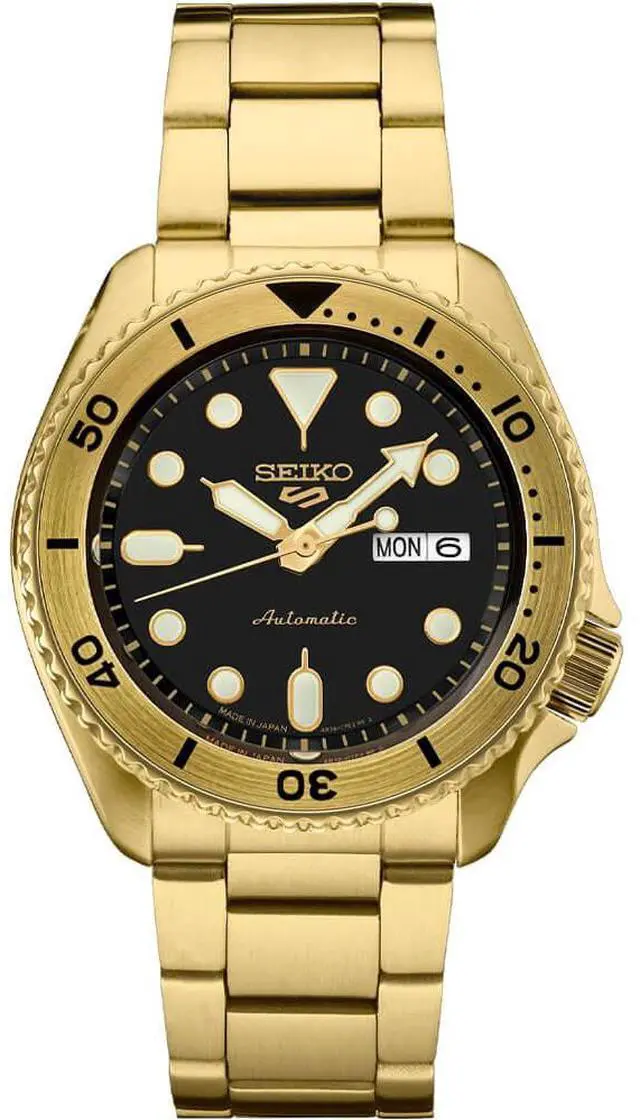 Main image of Seiko SRPK18 5 Sports U.S. Special Creation Automatic Watch - Gold Finish/Black