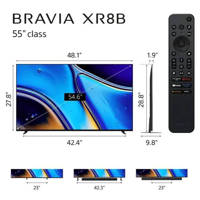 Alt view image 7 of 7 - Sony K55XR8B 55 inch Class BRAVIA XR8B OLED 4K HDR Smart Google TV