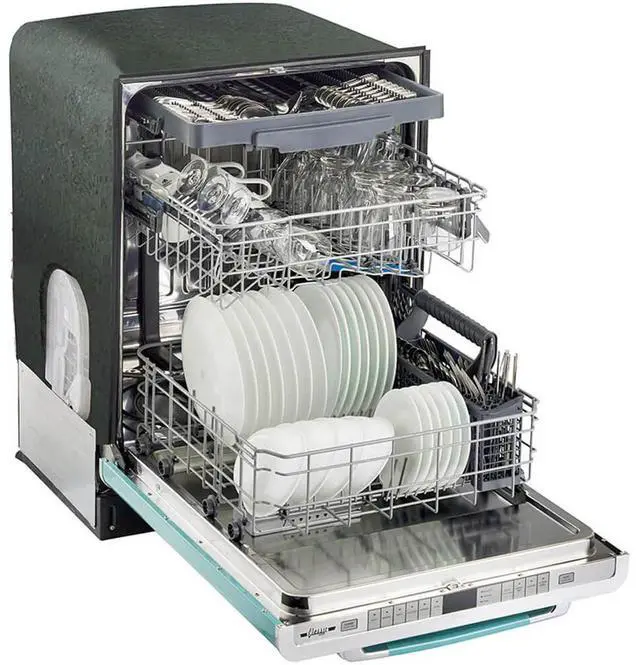 Alt view image 6 of 7 - UNIQUE UGP24CRDWT 45 dBA Ocean Mist Turquoise Classic Retro Top Control Built-In Dishwasher