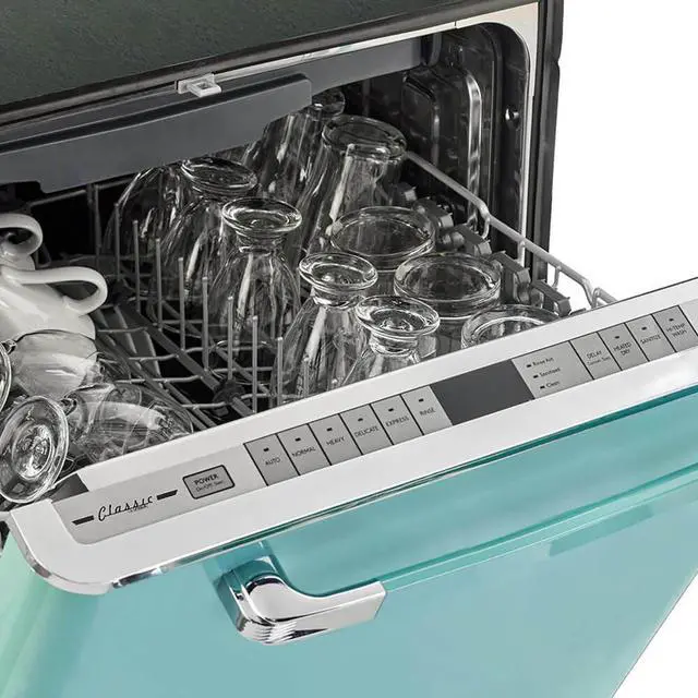 Alt view image 5 of 7 - UNIQUE UGP24CRDWT 45 dBA Ocean Mist Turquoise Classic Retro Top Control Built-In Dishwasher