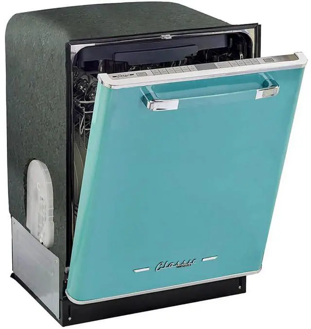 Alt view image 7 of 7 - UNIQUE UGP24CRDWT 45 dBA Ocean Mist Turquoise Classic Retro Top Control Built-In Dishwasher