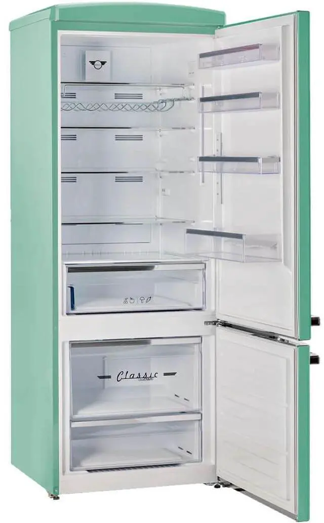 Alt view image 2 of 7 - UNIQUE UNQ455LTAC 17 Cu. Ft. Ocean Mist Turqoise Classic Retro Counter-Depth Bottom Freezer Refrigerator