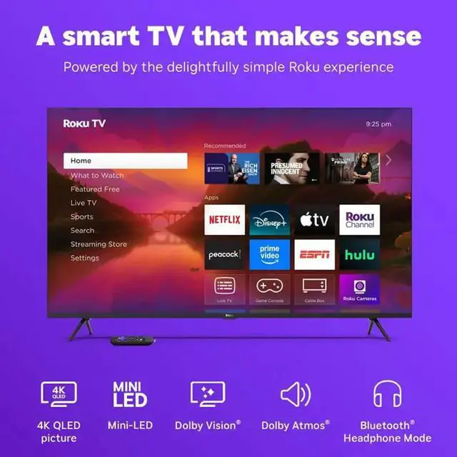Alt view image 3 of 7 - Roku 55R6C7 55 inch Class Plus Series 4K QLED Mini-LED Smart TV