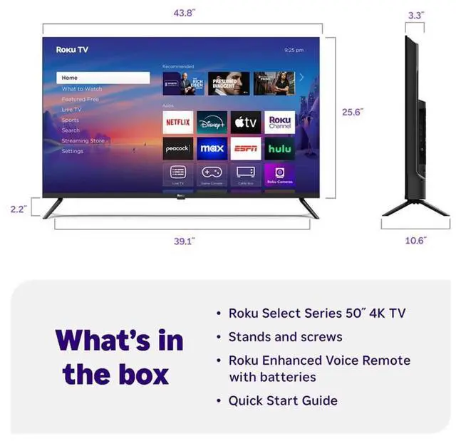 Alt view image 7 of 7 - Roku 50R4C5 50 inch Class Select Series 4K LED Smart TV