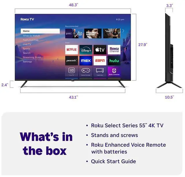 Alt view image 7 of 7 - Roku 55R4C5 55 inch Class Select Series 4K LED Smart TV