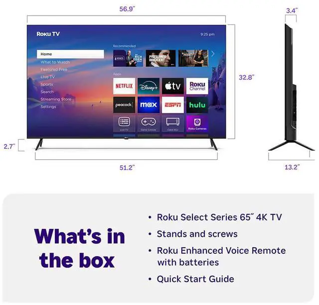 Alt view image 7 of 7 - Roku 65R4C5 65 inch Class Select Series 4K LED Smart TV
