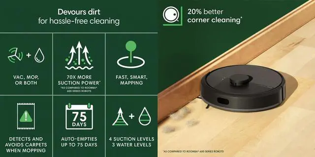 Alt view image 6 of 7 - iRobot ROOMBA105VMA Roomba 105 Combo Vacuum and Mop Robot with AutoEmpty Dock