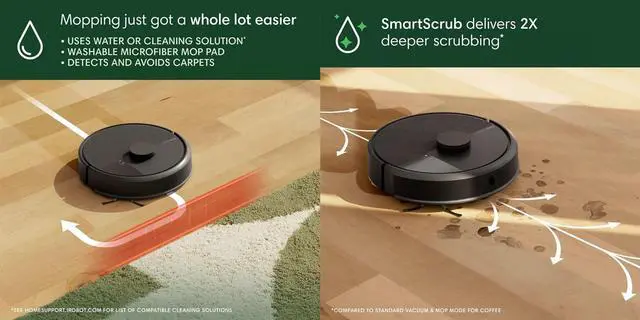 Alt view image 4 of 7 - iRobot ROOMBA105VMA Roomba 105 Combo Vacuum and Mop Robot with AutoEmpty Dock