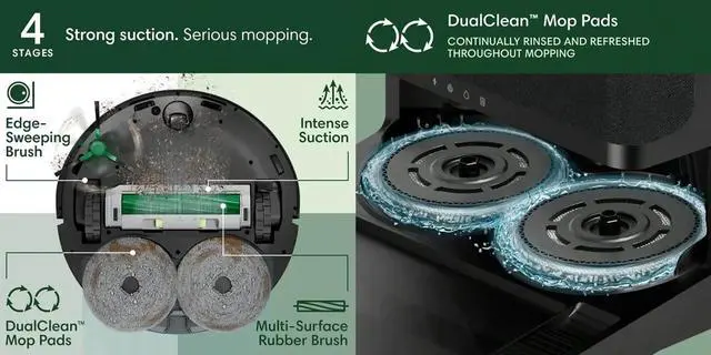 Alt view image 3 of 7 - iRobot ROOMBA405 Roomba Plus 405 Combo Robot Vacuum Plus Mop with AutoWash Dock - Black