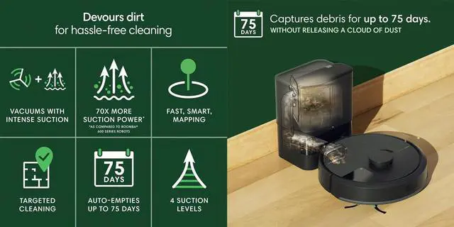 Alt view image 2 of 7 - iRobot ROOMBA105AUT Roomba 105 Vacuum with AutoEmpty Dock - Black