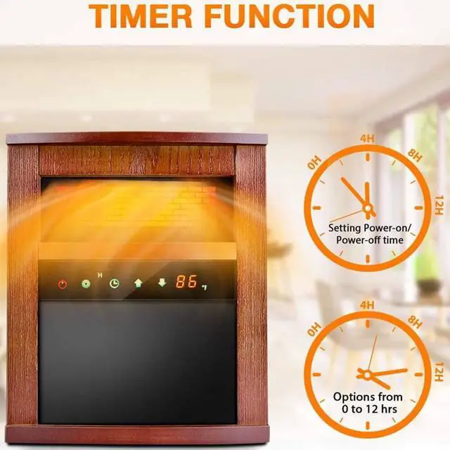 Alt view image 3 of 7 - Trustech GD9315BCW4JA Small Room Infrared Electric Space Heater - Dark Walnut