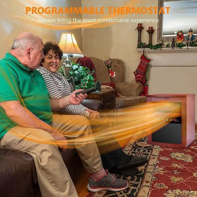 Alt view image 7 of 7 - Trustech GD9315BCW4JA Small Room Infrared Electric Space Heater - Dark Walnut