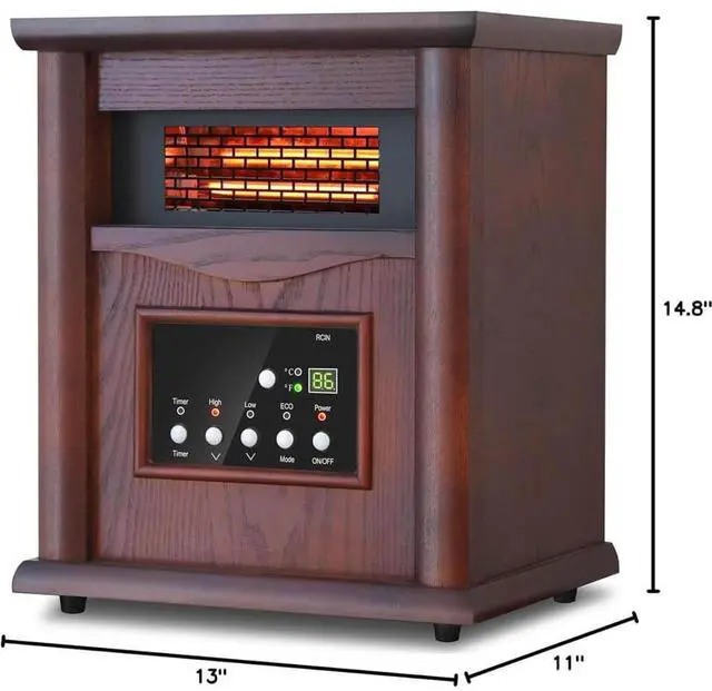 Alt view image 2 of 7 - Trustech GD9315BCWW3J Small Room Infrared Electric Space Heater - Cherry