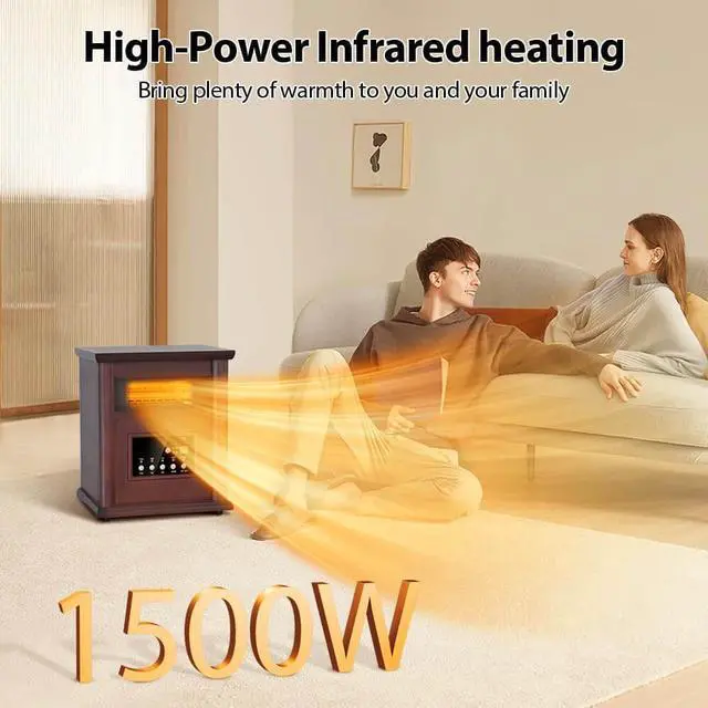 Alt view image 3 of 7 - Trustech GD9315BCWW3J Small Room Infrared Electric Space Heater - Cherry