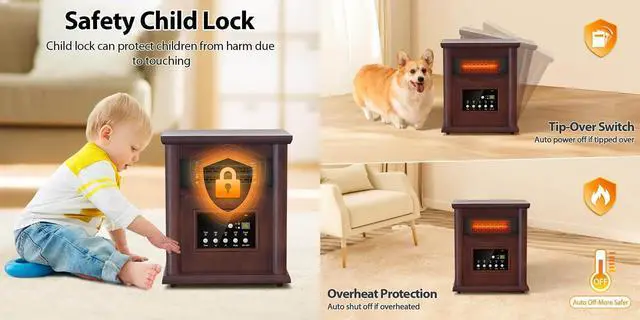 Alt view image 6 of 7 - Trustech GD9315BCWW3J Small Room Infrared Electric Space Heater - Cherry