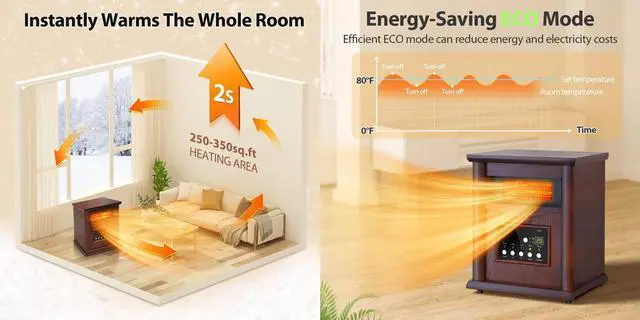 Alt view image 7 of 7 - Trustech GD9315BCWW3J Small Room Infrared Electric Space Heater - Cherry