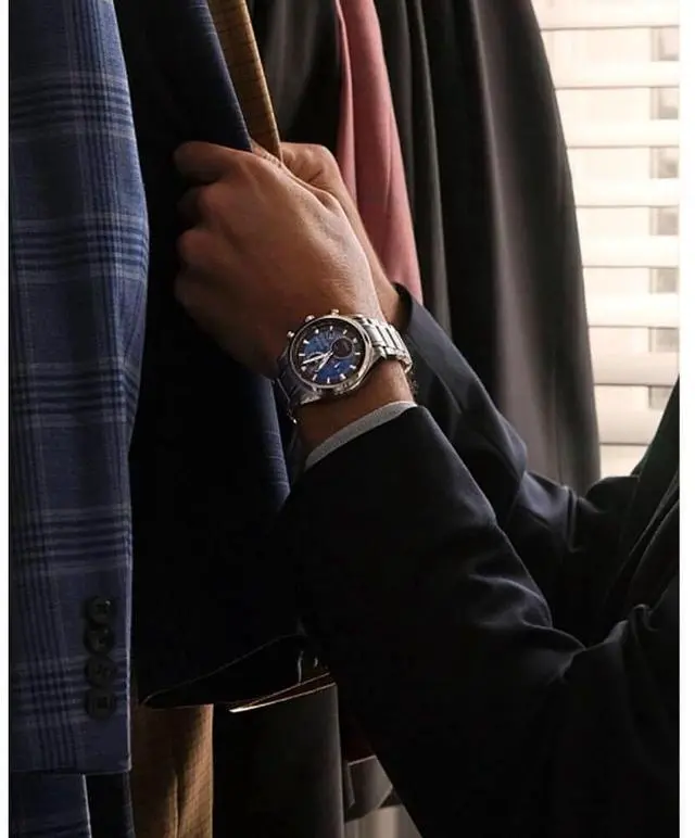 Alt view image 5 of 7 - CITIZEN BY101057L Atomic Time Keeping Tsuki-Yomi A-T Collection Eco-Drive Watch - Stainless/Blue