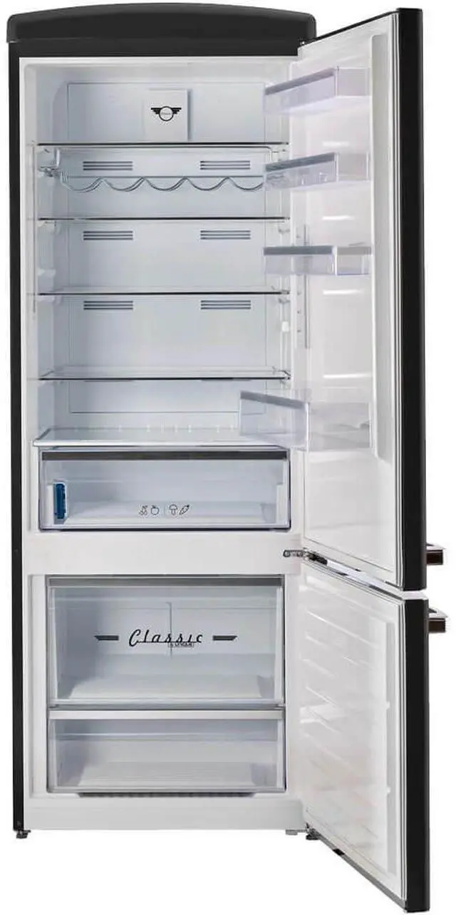Alt view image 3 of 7 - UNIQUE UNQ455LMBAC 17 Cu. Ft. Matte Black Classic Retro Counter-Depth Bottom Freezer Refrigerator