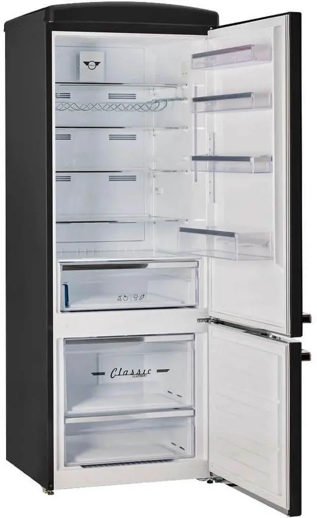 Alt view image 2 of 7 - UNIQUE UNQ455LMBAC 17 Cu. Ft. Matte Black Classic Retro Counter-Depth Bottom Freezer Refrigerator