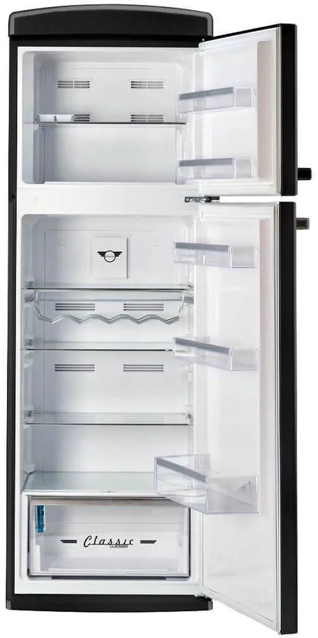 Alt view image 2 of 7 - UNIQUE UNQ310LBAC 11 Cu. Ft. Midnight Black Classic Retro Top Freezer Refrigerator