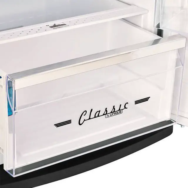 Alt view image 6 of 7 - UNIQUE UNQ310LBAC 11 Cu. Ft. Midnight Black Classic Retro Top Freezer Refrigerator