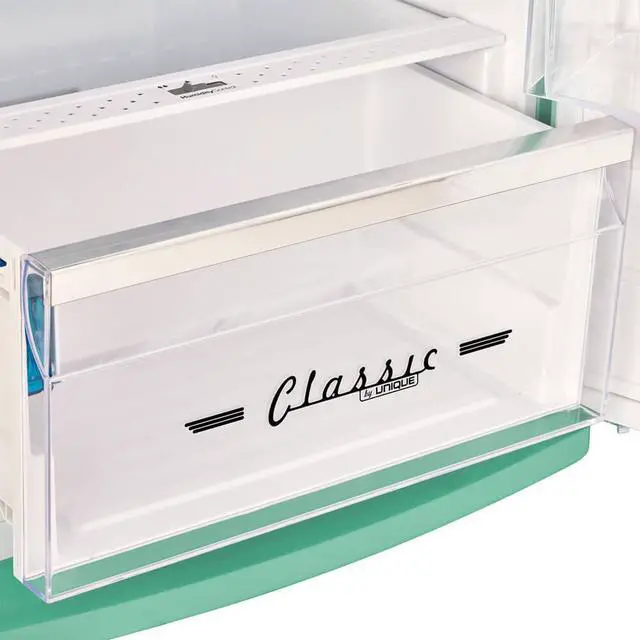 Alt view image 6 of 7 - UNIQUE UNQ310LTAC 11 Cu. Ft. Ocean Mist Turquoise Classic Retro Top Freezer Refrigerator