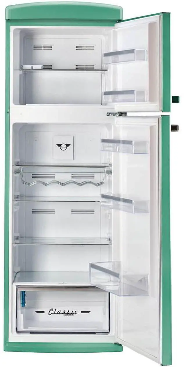 Alt view image 2 of 7 - UNIQUE UNQ310LTAC 11 Cu. Ft. Ocean Mist Turquoise Classic Retro Top Freezer Refrigerator