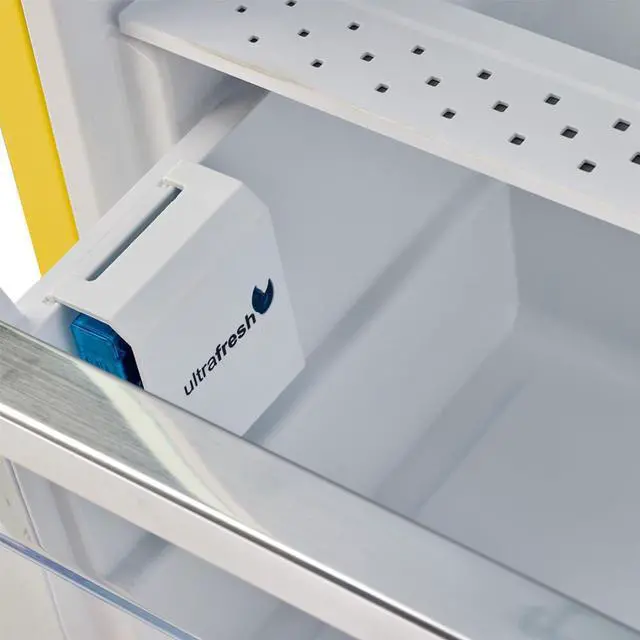 Alt view image 5 of 7 - UNIQUE UNQ310LYAC 11 Cu. Ft. Canary Yellow Classic Retro Top Freezer Refrigerator