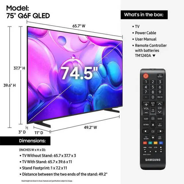 Alt view image 6 of 7 - Samsung QN75Q6F 75 inch Class QLED Q6F Series 4K Vision AI Smart TV (2025)