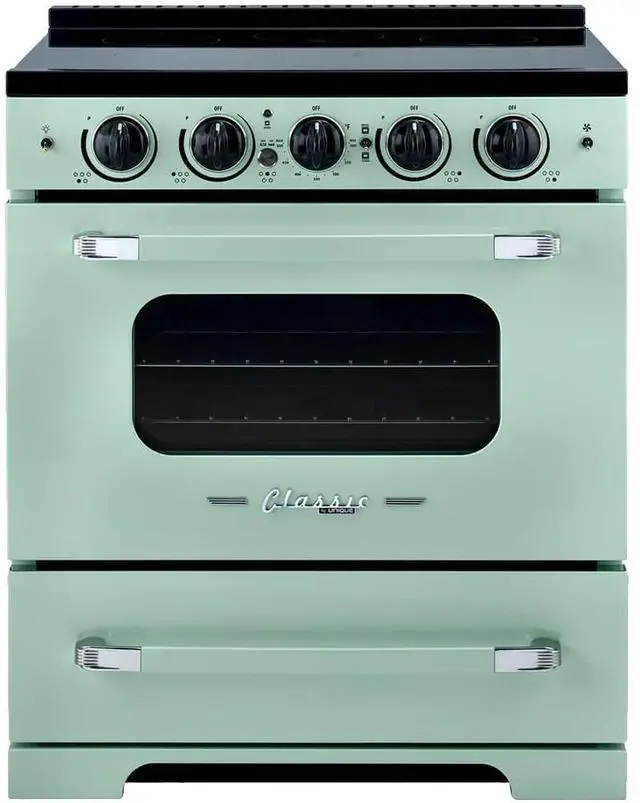 Main image of UNIQUE UNQ30CRICLG 3.9 Cu. Ft. Summer Mint Green Freestanding Classic Retro Induction Range