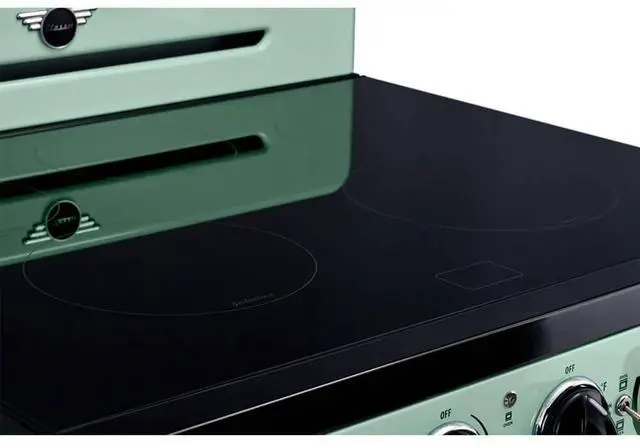 Alt view image 3 of 7 - UNIQUE UNQ30CRICLG 3.9 Cu. Ft. Summer Mint Green Freestanding Classic Retro Induction Range