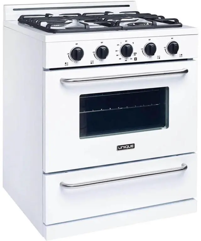 Alt view image 2 of 6 - UNIQUE UGP30GOF1W 3.9 Cu. Ft. White Freestanding Propane Range