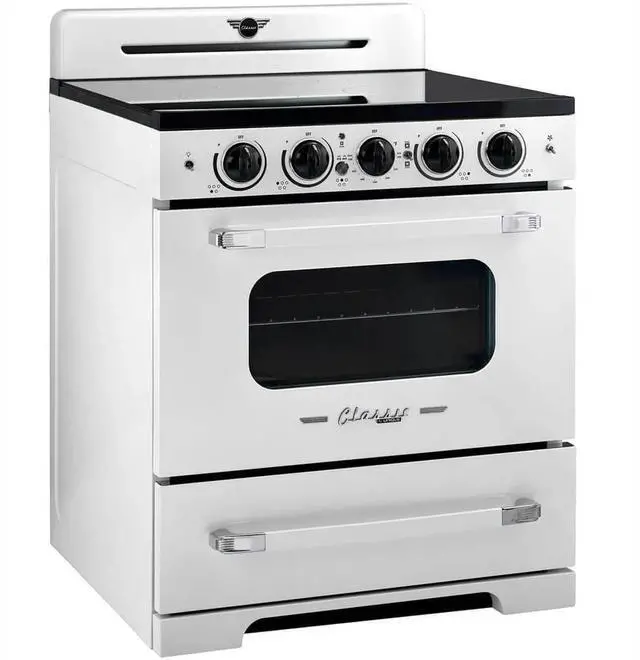 Alt view image 2 of 7 - UNIQUE UNQ30CRICW 3.9 Cu. Ft. Marshmallow White Freestanding Classic Retro Induction Range