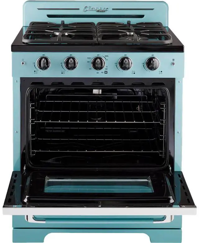 Alt view image 2 of 7 - UNIQUE UGP30CRT 3.9 Cu. Ft. Ocean Mist Turquoise Freestanding Classic Retro Convection Gas Range