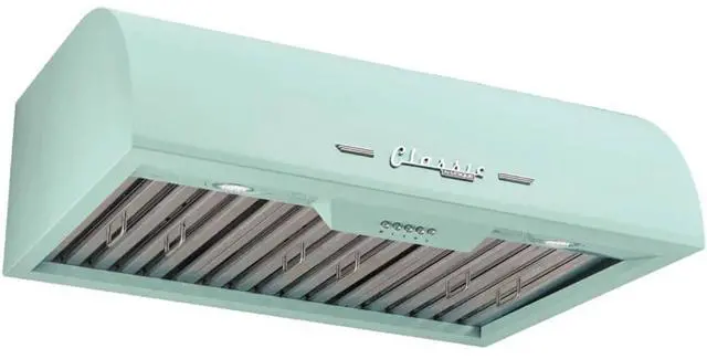 Alt view image 2 of 4 - UNIQUE UGP30CRRHLG 30 inch Summer Mint Green Classic Retro Under Cabinet Range Hood