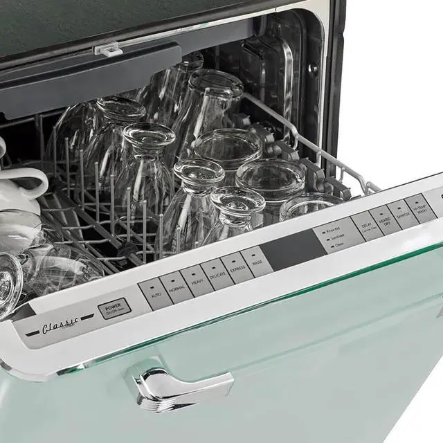 Alt view image 5 of 7 - UNIQUE UGP24CRDWLG 45 dBA Summer Mint Green Classic Retro Top Control Built-In Dishwasher