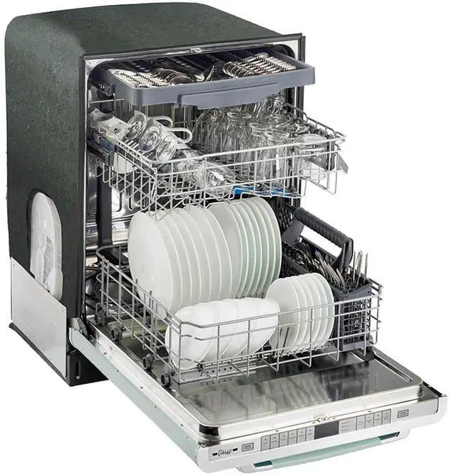 Alt view image 6 of 7 - UNIQUE UGP24CRDWLG 45 dBA Summer Mint Green Classic Retro Top Control Built-In Dishwasher