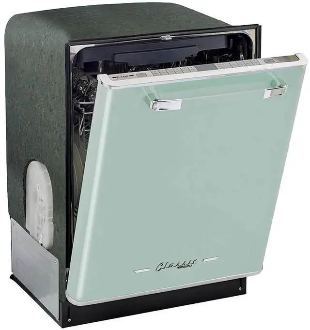 Alt view image 7 of 7 - UNIQUE UGP24CRDWLG 45 dBA Summer Mint Green Classic Retro Top Control Built-In Dishwasher
