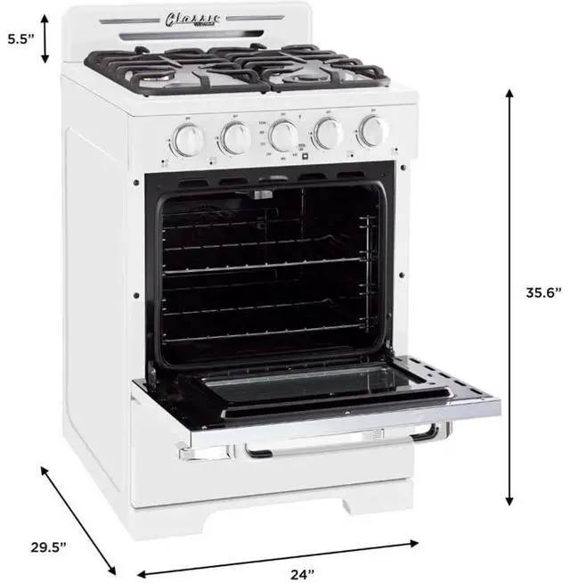 Alt view image 2 of 7 - UNIQUE UGP24CROF1W 2.3 Cu. Ft. Marshmallow White Retro Freestanding Propane Range