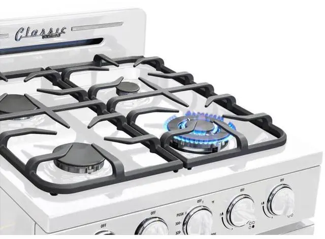 Alt view image 4 of 7 - UNIQUE UGP24CROF1W 2.3 Cu. Ft. Marshmallow White Retro Freestanding Propane Range
